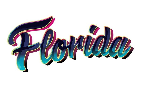 florida word typography colorful tosca 600nw 2146252085 1