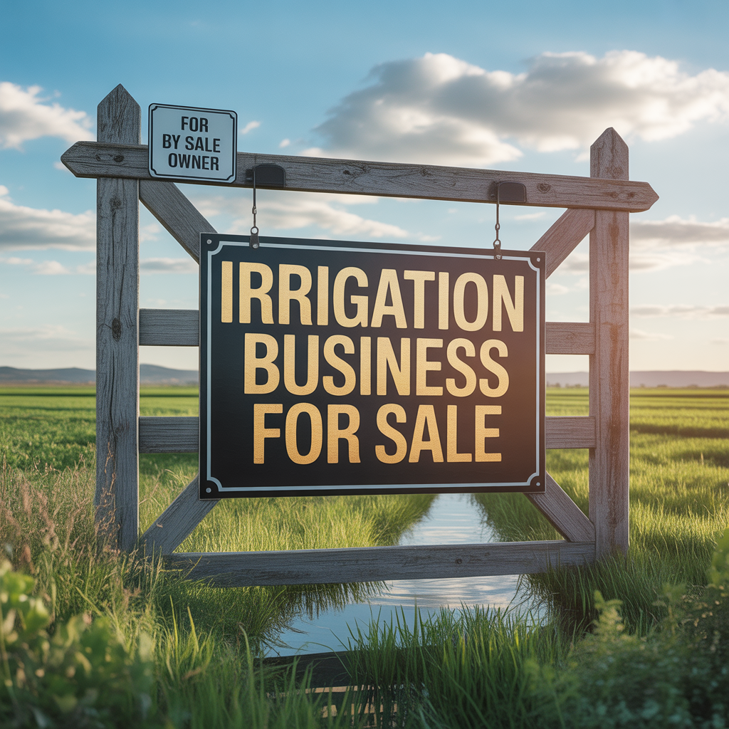ideogram v3.0 A rural landscape with a vast irrigation system featuring a For Sale by Owner si 0