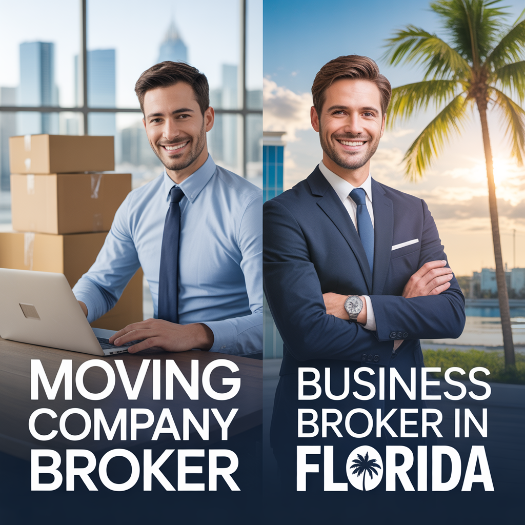 ideogram v3.0 A split screen comparison image of a moving company broker and a business broker 0
