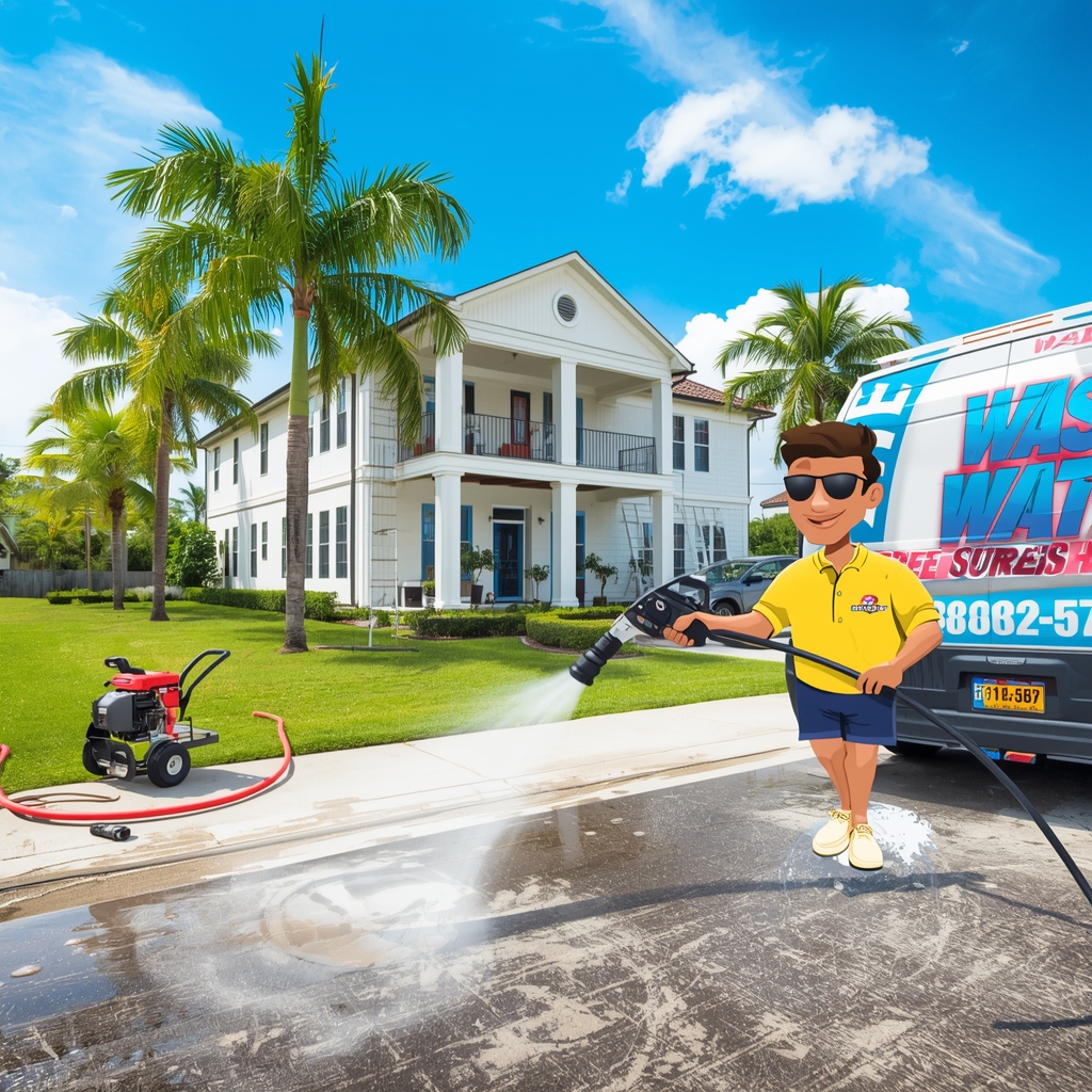 lucid origin A vibrant and colorful image depicting a pressure washing business in Florida wi 0
