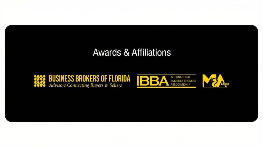 awards & affiliations of kmf business advisors with ibba, business broker of florida
